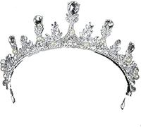Crystal Princess Crown Rhinestone Tiara Birthday Queen Crown, Rhinestone Crystal Beads Corona de Tiara Nupcial para graduación, Fiestas, la opción más Ideal (Color: Plata, tamaño: 28 * 6cm)