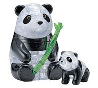 HCM Kinzel Crystal Puzzle 59179 3D Panda Pair 51 Pieces, Grey/Black