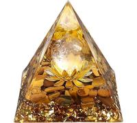 Crystal Pyramid Flower of Life Orgonite Money Healing Crystals Pyramid for Positive Energy with Tiger's Eye Stones and Luck White Crystal That Promotes Wealth, Prosperity and attracts Success