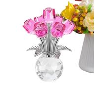 Crystal Rose - 10cm 3D Gafas Multicolores | Rosa de artificial con base | Símbolo de amor eterno regalo de San Valentín | Decoración de escritorio de oficina en el hogar para esposa Madre