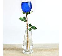 Crystal Rose Flower Figurines Glass Craft Boda Día de San Valentín Favores Regalos Rose Pisapapeles Decoración de mesa Adornos-L Con jarrón