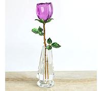 Crystal Rose Flower Figurines Glass Craft Boda Día de San Valentín Favores Regalos Rose Pisapapeles Decoración de mesa Adornos-L Con jarrón