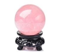 Crystal Rose Quartz Stone Sphere with Stand Rose Quartz Crystal Sphere Ball for Home Decorative Divination or Feng Shui and Fortune,100mm