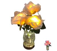 Crystal Rose Table Lamp Rechargeable Touch Night Light for Bedroom,3 Color Dimmable LED,USB Charging Cordless Bedside Lamp,Gift for Women Men,Birthday Christmas Decor (champagne rose)