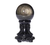 Crystal Rough Golden Obsidian Crystal Ball, Polished Black Quartz Ball,85mm