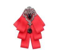 Crystal Silk Ribbon Bow Brooch Pin Shirt Jabot Collar Pre Tied Tie, Shirt Jabot Collar Bowknot Tie Clip, L, Poliéster