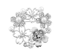 Crystal Silver & Gold Hollow out Flower Brooch Wedding Party Clothes Accessories