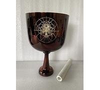 Crystal singing Handle Bowl Light Pink 3Rd Octave B nota Crown chakra perfect pitch Copper color with Engraving 432 Hz.