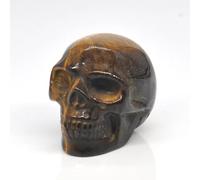 Crystal Skull Statue Tiger Eye Stone Carved Crystal Ornament Witchcraft Supplies Home Decor