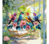 Crystal Sky Bluebird Stained Art Ornament,2D Acrylic Birds Sun Window Hanging,Stained Glass Decorations,for Windows Indoor Gardens Home Garden Modern Wall Hanging