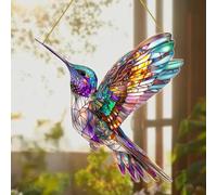 Crystal Sky Bluebird Stained Art Ornament,2D Acrylic Birds Sun Window Hanging,Stained Glass Decorations,for Windows Indoor Gardens Home Garden Modern Wall Hanging