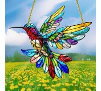 Crystal Sky Bluebird Stained Art Ornament,2D Acrylic Birds Sun Window Hanging,Stained Glass Decorations,for Windows Indoor Gardens Home Garden Modern Wall Hanging