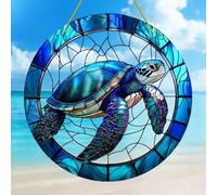 Crystal Sky Bluebird Stained Art Ornament,2D Acrylic Birds Sun Window Hanging,Stained Glass Decorations,for Windows Indoor Gardens Home Garden Modern Wall Hanging