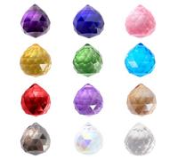 Crystal Sonnenfänger 12 Stück 30 MM Kristallkugelprisma Kristallkugelprismen, Kristallglaskugel Prisma Kristall Fenster Regenbogen Dekoration Cristales Deko Anhänger für Fenster Feng Shui