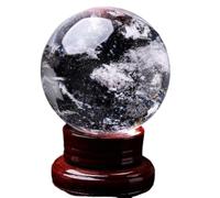 Crystal Sphere Rough White Crystal Ball Glass Ball Office Lucky Ball Feng Shui dedication polishing Gift Ornaments Fortune Telling Ball Witchcraft Gazing Ball,12cm