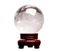 Crystal Sphere with Stand, Clear Quartz Crystal Ball, Witchcraft Magical Accessory for Gifts Family Decorative, Home Office Decor,3cm