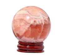 Crystal Sphere with Stand,Polished Red Meat Stone Crystal Ball Gemstone Ball for Decoration and Feng Shui Ornament Gifts,90~100mm