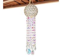 Crystal Spinner, Elegant Glass Light Catcher, 15.7 Inches Pendant with Metal Ring, Radiant Hanging Sun Catcher, Shimmering Mobile with Tiered Design Ceiling Ornament for Window Porch