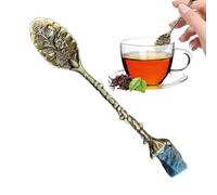 Crystal Spoon - Vintage Alloy Design, Retro Decorative Finish, Durable Construction, Elegante Rough Stone Texture | Coffee, Té, Postre, Ice Cream, Stirrring, Mixing, Home, Café