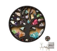 Crystal Stone Display Rack - Estantería, Estantería de Vida | Estantes de Pared Flotantes de Madera Redonda, Soporte en Forma Decorativa para Piedras de Figuras Colecciones para la Casa de Meditación