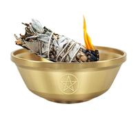Crystal Storage Bowl - 3.54x1.38 inches Brass Offering Dish for Meditation Altar, Yoga Studio with Smudging Function, Spiritual Triple Moon Bowl for Ceremony and Rituals, Gold Finish