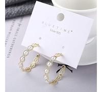 Crystal Stud Earrings,Pearl Earrings C Type Hollow Earrings S925 Needle Earrings Wave Circle Ear Jewelry