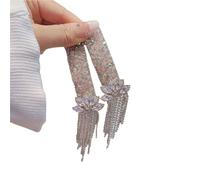 Crystal Tassel Hair Clip Side Forehead Bangs One-Word Accessory Ornament(Two Pack(Light Pink)