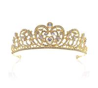 Crystal tiara corona elegante princesa corona tiara novia de novia de novia accesorios para el cabello (color: plata espesa, tamaño: corona) (corona de diamantes blancos)