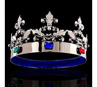 Crystal Tiara Crowns para Mujeres Vintage Royal Men King Crowns Metal Round Big Black Sliver Tiaras Reina Coronas Mujeres Prom Fiesta de Fiesta Diadema, Negro