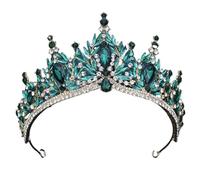 Crystal Tiara For Women Wedding Girls Birthday Party Elegant Crown Hair Jewelry Accessories para Bodas(Gold Green)
