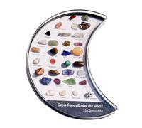 Crystal Tray - 32 Collection Box, Aesthetic Jewelry Desk Decor, Natural Crystals Rock Display Organizer, Home Bedroom Bathroom Office Apartment Dorm Accessory for Women Men Birthday Holiday P