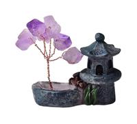 Crystal Tree - Natural Reiki Energy Crystal Money Tree, Small Bonsai Pavilion, Small Desk Collectible Figurines Reiki Positive Energy Home Decor For Wealth Birthday Mother Women Men