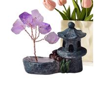 Crystal Trees - Árbol de bonsái artificial | Cristales de amatista | Figura energética | Energía Decoración para el hogar Pabellón Figuras Decoraciones Escritorio Espiritual para la D