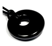 CrystalAge Collar de piedra natal de Capricornio - Donut de obsidiana