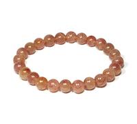 CrystalAge Strawberry Quartz 8mm Round Bead Bracelet