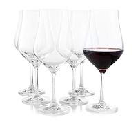 Crystalex Juego de 6 copas de vino tinto | Copas de vino de tallo largo en forma de tulipán, mejor para borgoña, burdeos, merlot, vino tinto o blanco | Copa de vino universal transparente de alta