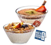 Crystalia Cuencos de Postre, 330 ml, Juego de 6, 100% Sin Plomo, Apilables Cuencos de Cristal, Cuencos para Pudin, Cuencos de Helado, Tazas para Postres, Bol Natillas, Cuenco para Servir Frutas