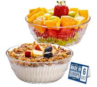 Crystalia Cuencos de Postre, 345 ml, Juego de 6, 100% Sin Plomo, Apilables Tazas para Postres, Cuencos para Pudin y Más, Cuenco para Servir Frutas, Copas Postre Cuencos Aperitivos
