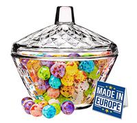 CRYSTALIA Vidrio, Bomboneras Decorativas para Chuches 100% SIN PLOMO Bombonera Cristal Recipientes para Chuches Tarros Candy Botes para Caramelos Botes de Cristal para Galletas, Azucarero con Tapa