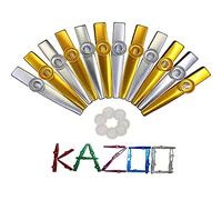Crystaljun 12 kazoos de metal dorado y plateado con 20 diafragmas de flauta Kazoo, instrumentos musicales, buen regalo para niños, un buen compañero para guitarra, teclado de piano, ukelele, violín.