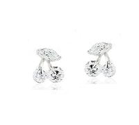 Crystalline Azuria 18ct Chapado en Oro Blanco Cereza Blanco Cristales de Zirconia Mujer Pendientes de tuerca para Mujer y Niña