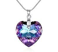 Crystalline Azuria 925 Plata de Ley Amor Corazón Cristales Violeto Collar con Colgante 45 cm para Mujer y Niña