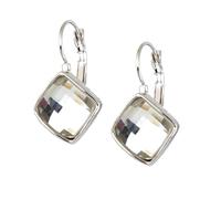 Crystalline Azuria Mujer 18ct Chapado en Oro Blanco Cristales Blanco Rombo Cuadrado Palanca Back Pendientes para Mujer y Niña