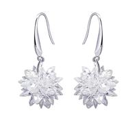 Crystalline Azuria Mujer 18ct Chapado en Oro Blanco Flores De Hielo Cristal Blanco Cristales de Zirconia Pendientes Colgantes para Mujer y Niña