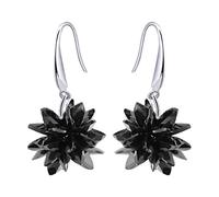 Crystalline Azuria Mujer 18ct Chapado en Oro Blanco Flores De Hielo Cristal Negro Cristales de Zirconia Pendientes Colgantes para Mujer y Niña