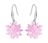 Crystalline Azuria Mujer 18ct Chapado en Oro Blanco Flores De Hielo Cristal Rosa Cristales de Zirconia Pendientes Colgantes para Mujer y Niña