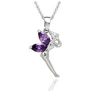 Crystalline Azuria Mujer 18ct Chapado en Oro Blanco Hada Tinkerbell Collar con Colgante Violeta Cristales de Zirconia 45 cm para Mujer y Niña