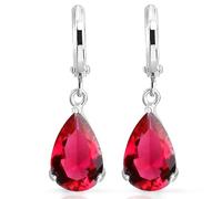 Crystalline Azuria Mujer 18ct Chapado en Oro Blanco Lágrimas Rubí simulado Rosa Cristales de Zirconia Pendientes Colgantes para Mujer y Niña