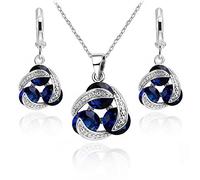 Crystalline Azuria Mujer 18ct Chapado en Oro Blanco Zafiro simulado Azul Redondo Cristales de Zirconia Juego de joyas Collar con Colgante 45 cm Pendientes