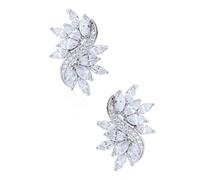 Crystalline Azuria Mujer 18ct Chapado en Oro Boda Blanco Cristales de Zirconia Pendientes para Mujer